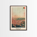 Braga Portugal Travel Poster Framed Canvas Print, Wall Art, Home Decor, Travel Print, Sunset Scene, Boho Art, Original Art