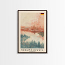 Braunschweig Germany Travel Poster Framed Canvas Print, Cityscape Art, Wall Decor, Travel Print, Watercolor Painting, Urban Scene Art