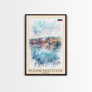 Nizhnevartovsk Russia Framed Canvas Print, Scenic Travel Poster, Watercolor Painting, Wall Art, Home Decor, Russian Landscape, Urban Style