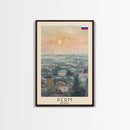 Perm Russia Travel Poster Framed Canvas Print, Watercolor Painting, Scenic Wall Art, Home Decor, Russian Landscape, Urban Art