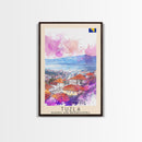 Tuzla Bosnia Travel Poster Framed Canvas Print, Watercolor Painting, Scenic Wall Art, Home Decor, Bosnian Landscape, Unique Art