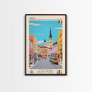 Arad Romania Travel Poster Framed Canvas Print, Midcentury Modern Art, Pop Art Wall Decor, Home Decor, Vacation Gift, Living Room Art