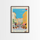 Denizli Turkey Travel Poster Framed Canvas Print, Midcentury Modern Art, Pop Art Wall Decor, Home Decor, Vacation Gift, Living Room Art