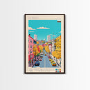 Dobrich Bulgaria Travel Poster Framed Canvas Print, Midcentury Modern Art, Pop Art Wall Decor, Home Decor, Vacation Gift, Living Room Art