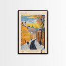 Kaluga Russia Travel Poster Framed Canvas Print, Midcentury Modern Art, Pop Art Wall Decor, Scenic Wall Art, Bedroom Decoration