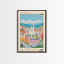 Kamianske Ukraine Travel Poster Framed Canvas Print, Midcentury Modern Art, Pop Art Wall Decor, Scenic Wall Art, Living Room Decoration, Office Art
