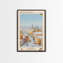 Kropyvnytskyi Ukraine Travel Poster Framed Canvas Print, Midcentury Modern Art, Pop Art Wall Decor, Home Decor, Vacation Gift, Office Art