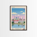 Kursk Russia Travel Poster Framed Canvas Print, Midcentury Modern Art, Pop Art Wall Decor, Scenic Bedroom Art, Office Decoration