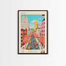 Leipzig Germany Travel Poster Framed Canvas Print, Midcentury Modern Art, Pop Art Wall Decor, Scenic Living Room Art, Bedroom Gift