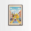 Norwich United Kingdom Travel Poster Framed Canvas Print, Midcentury Modern Art, Pop Art Wall Decor, Scenic Wall Art, Living Room Decoration, Office Art