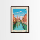 Padua Italy Travel Poster Framed Canvas Print, Midcentury Modern Art, Pop Art Wall Decor, Scenic Bedroom Art, Office Decoration