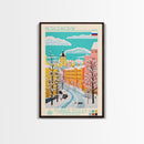 Petrozavodsk Russia Travel Poster Framed Canvas Print, Midcentury Modern Art, Pop Art Wall Decor, Scenic Living Room Art, Bedroom Gift