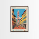 Prato Italy Travel Poster Framed Canvas Print, Midcentury Modern Art, Pop Art Wall Decor, Home Decor, Vacation Gift, Office Art