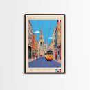 Reims France Travel Poster Framed Canvas Print, Midcentury Modern Art, Pop Art Wall Decor, Home Decor, Vacation Gift, Bedroom Art