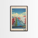 Reykjavik Iceland Travel Poster Framed Canvas Print, Midcentury Modern Art, Pop Art Wall Decor, Scenic Wall Art, Bedroom Decoration