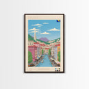 Sarajevo Bosnia and Herzegovina Travel Poster Framed Canvas Print, Midcentury Modern Art, Pop Art Wall Decor, Home Decor, Office Decoration