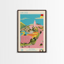 Shkodër Albania Travel Poster Framed Canvas Print, Midcentury Modern Art, Pop Art Wall Decor, Scenic Wall Art, Bedroom Decoration