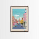 Southampton United Kingdom Travel Poster Framed Canvas Print, Midcentury Modern Art, Pop Art Wall Decor, Scenic Wall Art, Office Art