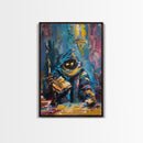 Halloween Creepy Wizard Reading Spells Framed Canvas Print, Spooky Wall Art, Home Decor, Occult Decor, Gift Idea, Dark Magic