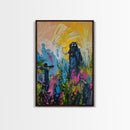 Halloween Ghost Bride Framed Canvas Print, Unique Spooky Decor, Living Room Art, Whimsical Ghostly Home Decoration, Retro Style Wall Art