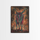 Mysterious Goat Demon Framed Canvas Print, Halloween Art, Unique Wall Art, Spooky Home Decor, Scary Art, Eerie Living Room Decor