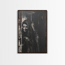 Haunted Nun with Eerie Expression, Framed Canvas Print, Gothic Halloween Art, Spooky Religious Decor, Scary Nun Painting, Gothic Home Art