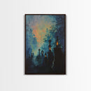 Haunted Cemetery Framed Canvas Print, Halloween Wall Art, Gothic Graveyard Art, Spooky Lantern Decor, Cemetery Lights, Horror Home Decor