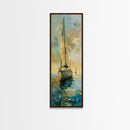 Framed Sailboat Canvas Art Print Framed, Sailboat Painting, Nautical Wall Art for Beach House, Large Wall Art Print for Him, Coastal Art