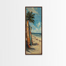 Tall and Narrow Coastal Art Print Framed on Canvas, Surf Art, Beach Landscape Wall Art, Beach House Wall Art, Textured Wall Art for Office