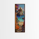 Coastal Wall Art Framed and Printed on Canvas, Surf Wall Art, Textured Canvas Painting Framed, Narrow Modern Wall Art for Office