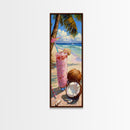 Tropical Kitchen Wall Art Print Framed on Canvas, Colorful Bar Wall Art Print, Tall and Narrow Framed Coastal Wall Art for Kitchen and Bar