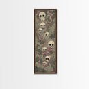 Hauntingly Beautiful Floating Skulls on Tall Vertical Canvas Print Featuring Japanese Ghostly Art in Eerie Style