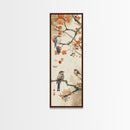 Japanese Art Inspired by Tranquil Birds and Blossoms, Framed Canvas Print for Tall Skinny Art Lovers in Ukiyo-e Style