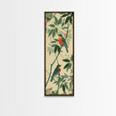 Skinny Art Tall Art Framed Canvas Print Birds Amongst Dense Greenery And Red Flowers Ukiyo-e Japanese Style Art Wood Block Print