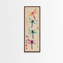Dragonflies In Flight With Delicate Details Japanese Style Framed Canvas Print, Wall Art Ready To Hang For Nature Lovers
