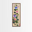 Morning Glories On Wooden Background Ukiyo-e Wall Art Framed Canvas Print Japanese Style Skinny Art Wood Block Print Tall Art