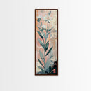 Tall Stemmed Wildflowers Abstract Background Japanese Style Tall Skinny Framed Canvas Print Wall Art