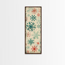 Snowflakes in Varied Sizes and Shapes Scattered on a Beige Canvas with a Distressed Texture Ukiyo-e Art Japanese Framed Canvas Print Skinny Tall Art