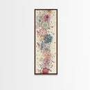 Skinny Art Tall Art Floral Burst Wood Block Print Japanese Style Art Vivid Explosions Of Colors Framed Canvas Print