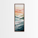 Rolling Hills And Layered Mountains In Soft Pastel Hues Ukiyo-e Wood Block Print Skinny Art Framed Canvas Print