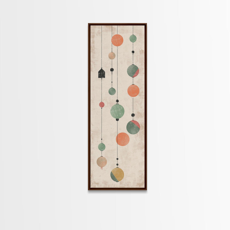 Abstract Hanging Lanterns On A Rustic Background â€“ Framed Canvas Print With Skinny Art And Tall Art In Ukiyo-E Art And Japanese Style Art