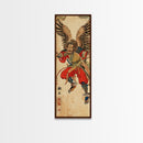 Samurai Warrior With Eagle Wings - Skinny Art Tall Art Framed Canvas Print Japanese Style Art Ukiyo-e Art