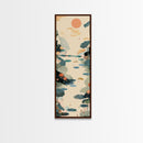 Tranquil Pond With Lotus Flowers And Leaves In Japanese Style Ukiyo-e Art Framed Canvas Print Skinny Art Tall Art