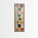 Colorful Shells On Textured Background Skinny Art Wood Block Print Japanese Style Art Framed Canvas Print Tall Art Ukiyo-e Art
