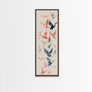 Origami Crane Birds Skinny Art Tall Art Japanese Ukiyo-e Inspired Framed Canvas Print Perfect for Modern Minimalist Spaces