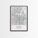 Aurora Street Map, Colorado Map, City Map Print, Travel Lover Gift, Above Bed Art, Minimalist Art, Wall Art, Canvas Print, Canvas Wall Art