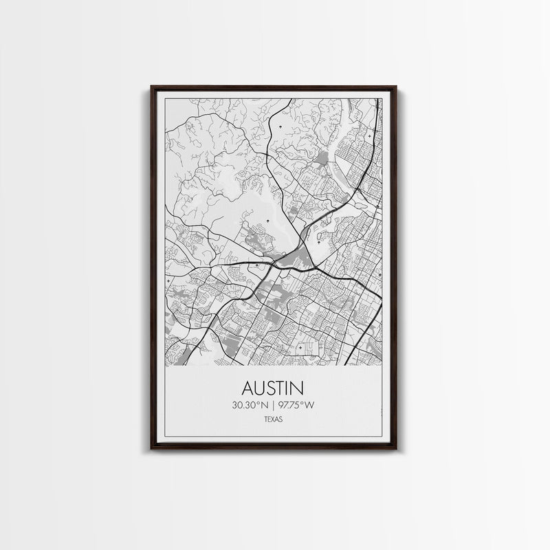 Austin Street Map, Texas Map, City Map Art, Office Wall Art, Travel DÃ©cor, Minimalist Art, Wall Art, Canvas Print, Canvas Wall Art