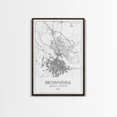 Brownsville Street Map, Texas Map, City Map Art, Modern Art, Wall Art, Canvas Print, Canvas Wall Art, Dorm Décor, Graduation Gift,