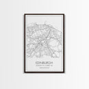 Edinburgh Street Map, United Kingdom Map, Europe City Map Art, Minimalist Art, Wall Art, Canvas Print, Travel Décor, Living Room Wall Art,