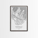 Honolulu Street Map, Hawaii Map, ity Map Art, Minimalist Art, Wall Art, Canvas Print, Living Room Art, Travel Wall Art, Anniversary Gift